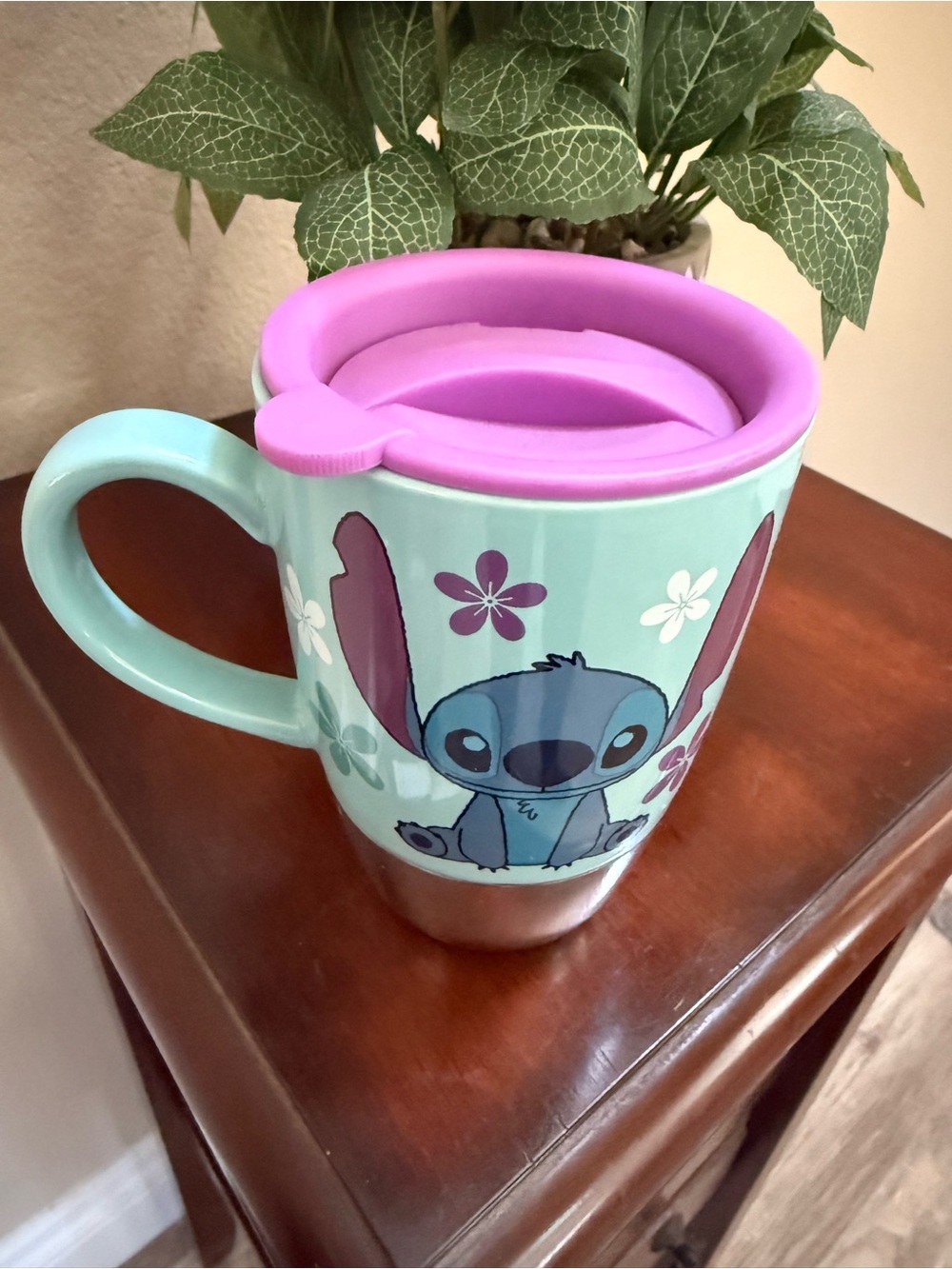 Like New Disney “Stitch” Porcelain/Stainless Steel Mug with Lid